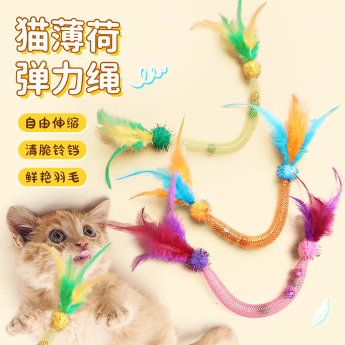 耐咬弹力猫薄荷羽毛逗猫棒自嗨