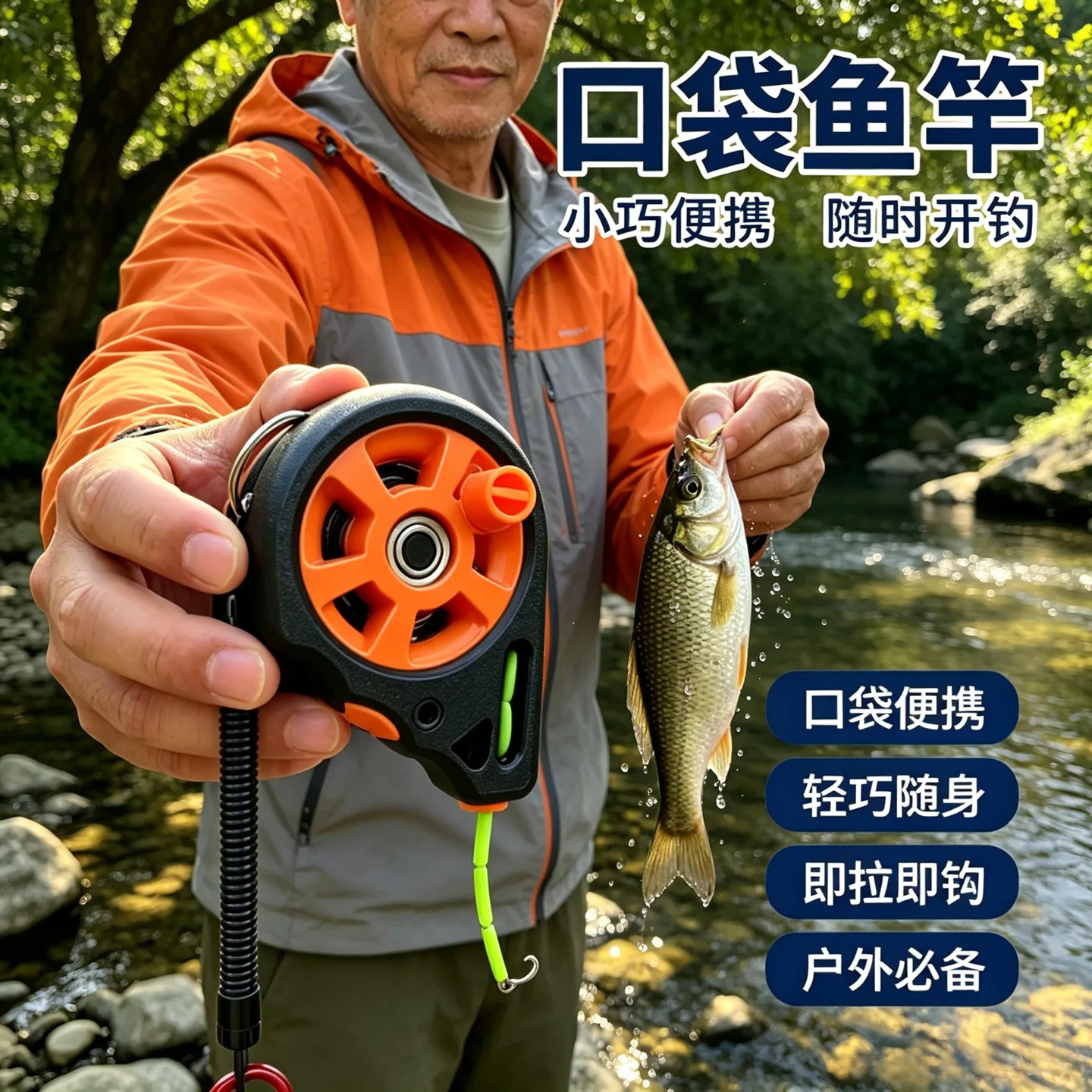 迷你无杆口袋便携溪流钓鱼神器初学者专用垂钓套装装备用品带线组