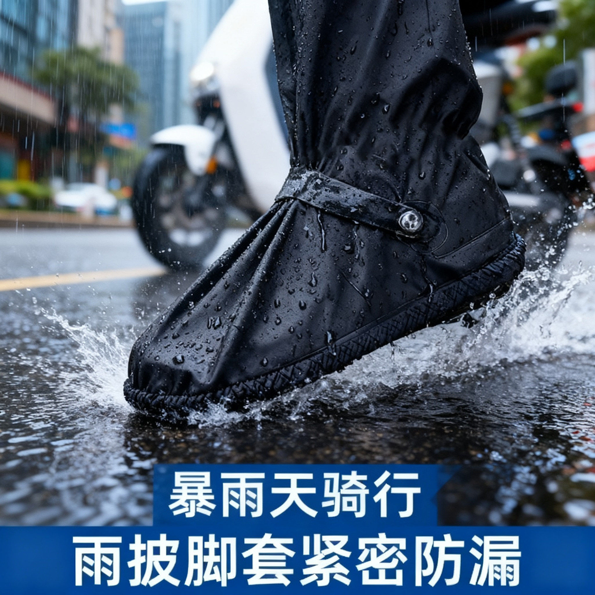 加厚款雨鞋套防泼水加厚耐磨A款高腿防沙男女户外骑车防污