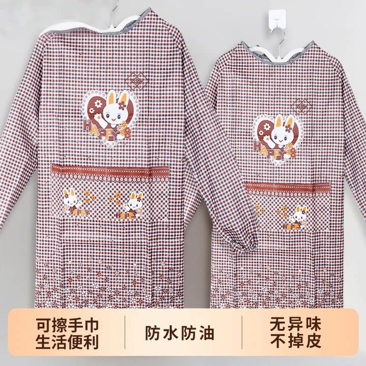 韩版时尚围裙防脏围裙长袖罩衣成人反穿衣围腰简约做饭围裙