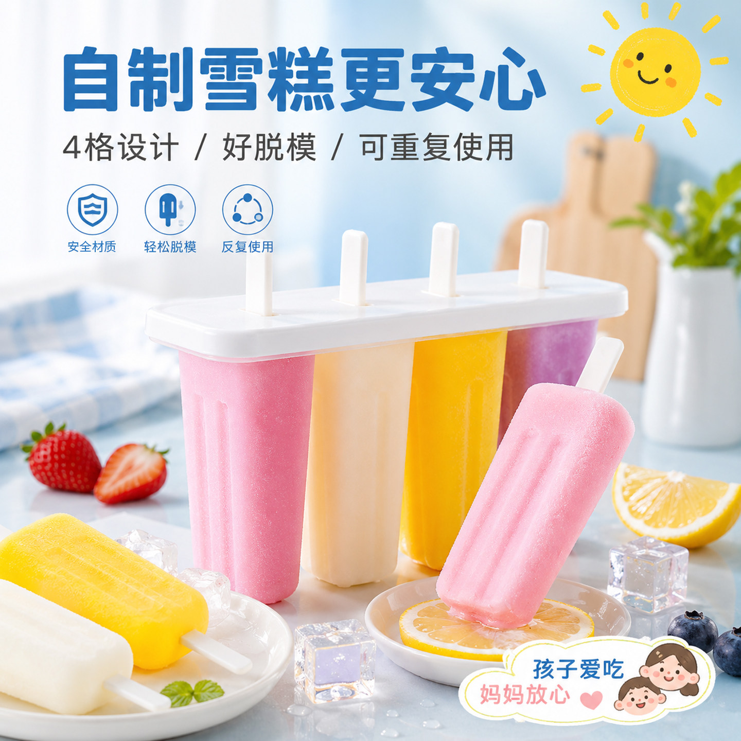 雪糕模具家用做冰棍冰棒DIY冰淇淋冻冰块盒冰糕冰格自制冰盒模型