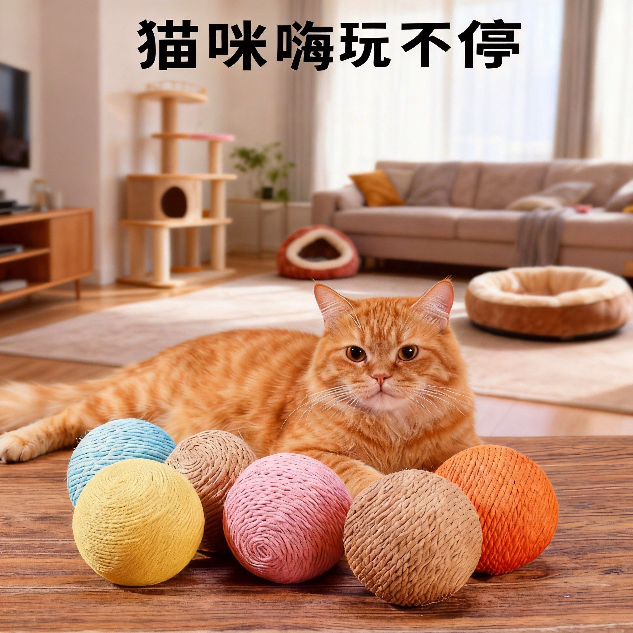 猫玩具剑麻球超大自嗨解闷好物逗猫棒磨牙耐咬发声球猫咪用品大全