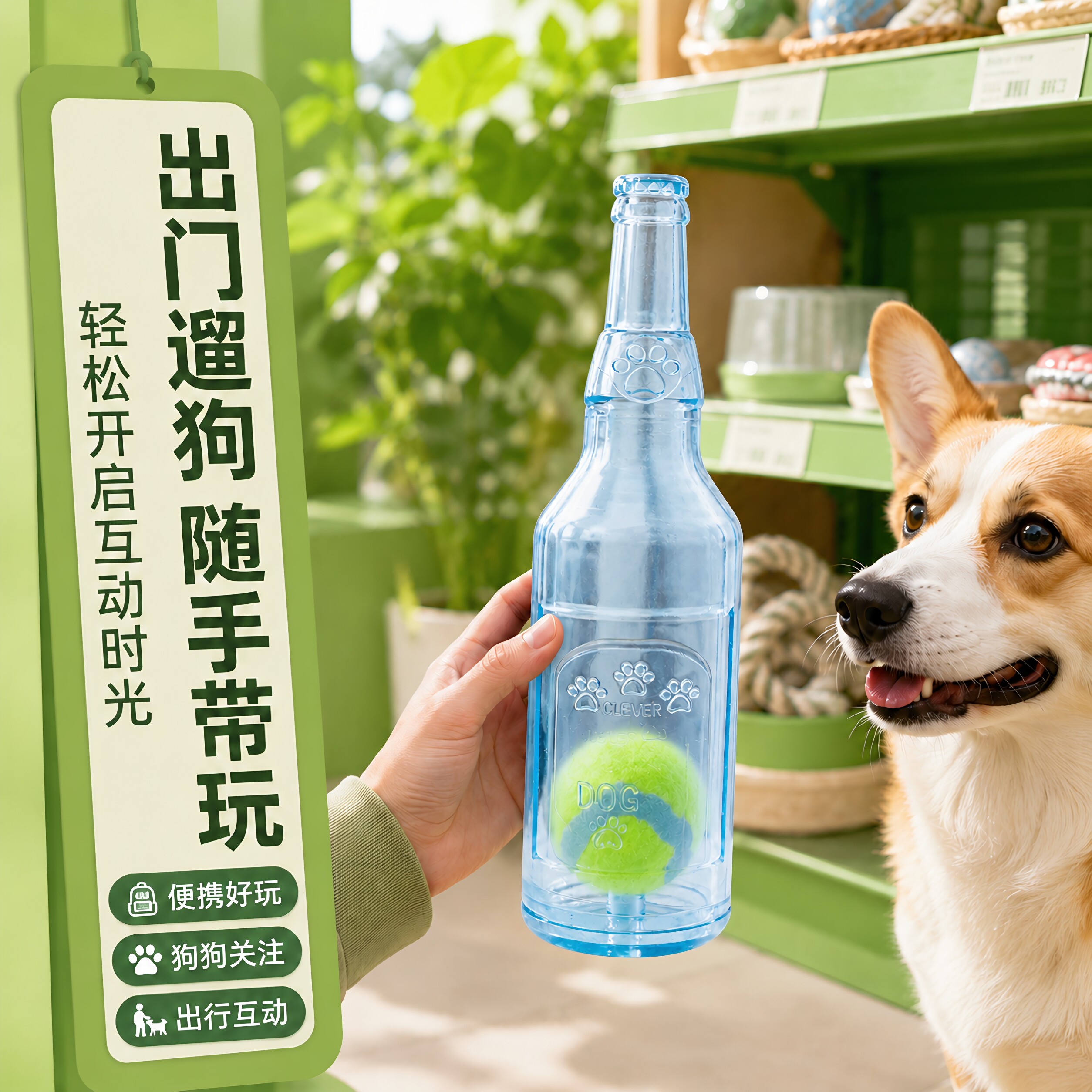 狗狗玩具自嗨解闷神器发声酒瓶小狗磨牙耐咬大狗网球橡胶瓶子宠物