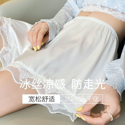 冰丝安全裤女士2025新款夏季防走光薄款家居宽松蕾丝打底短裤睡裤
