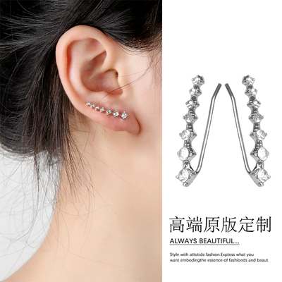 闪钻气质弧形耳环女新款
