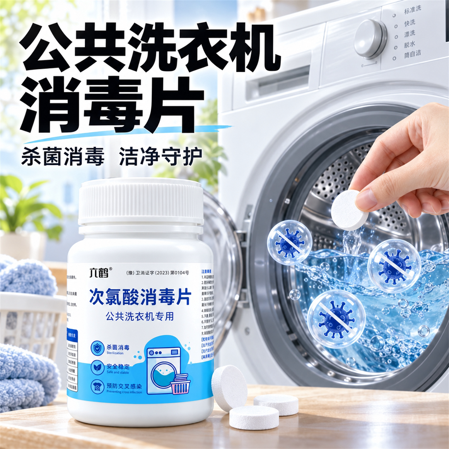 公共洗衣机消毒片大学生宿舍