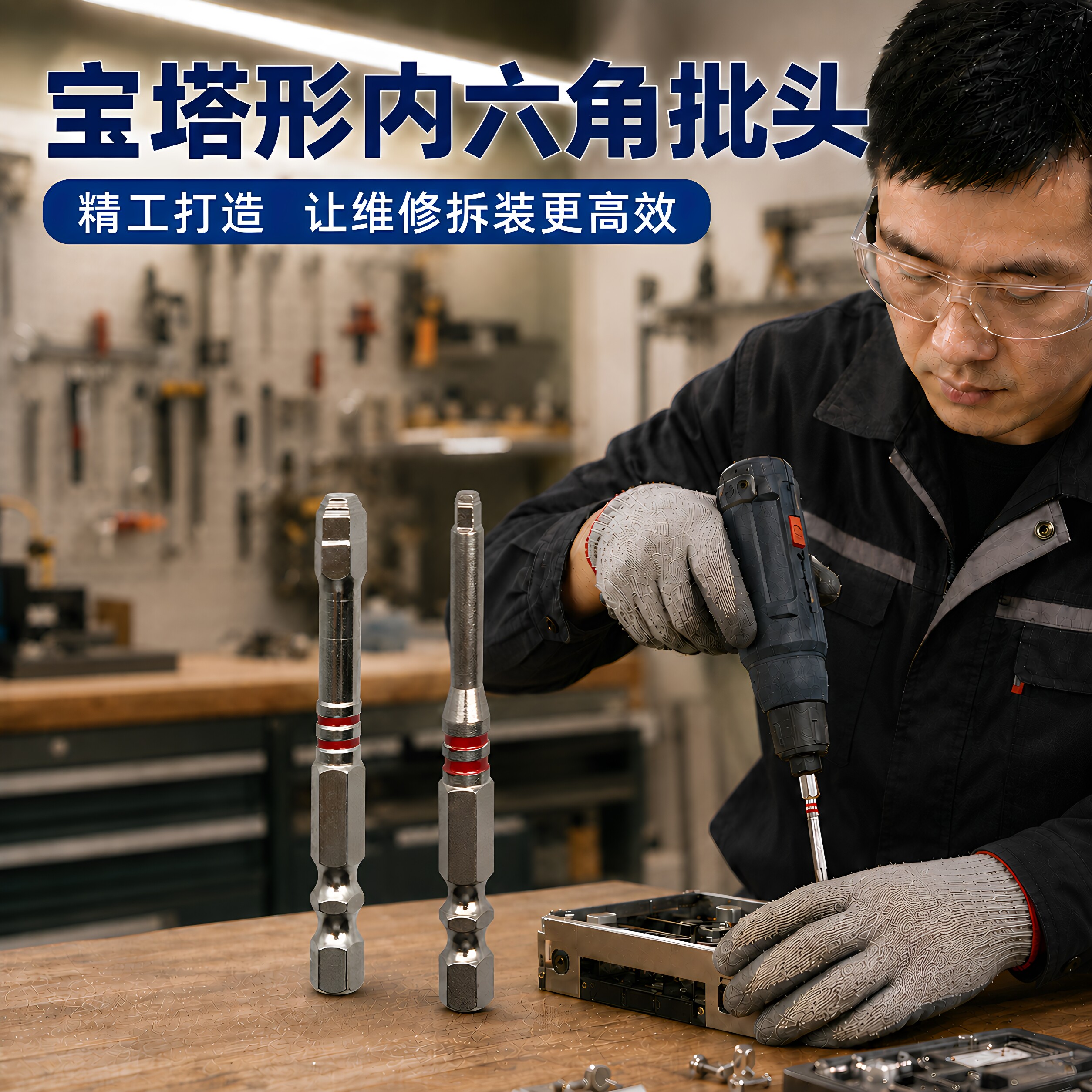 强磁钨钢宝塔内六角冲击批头