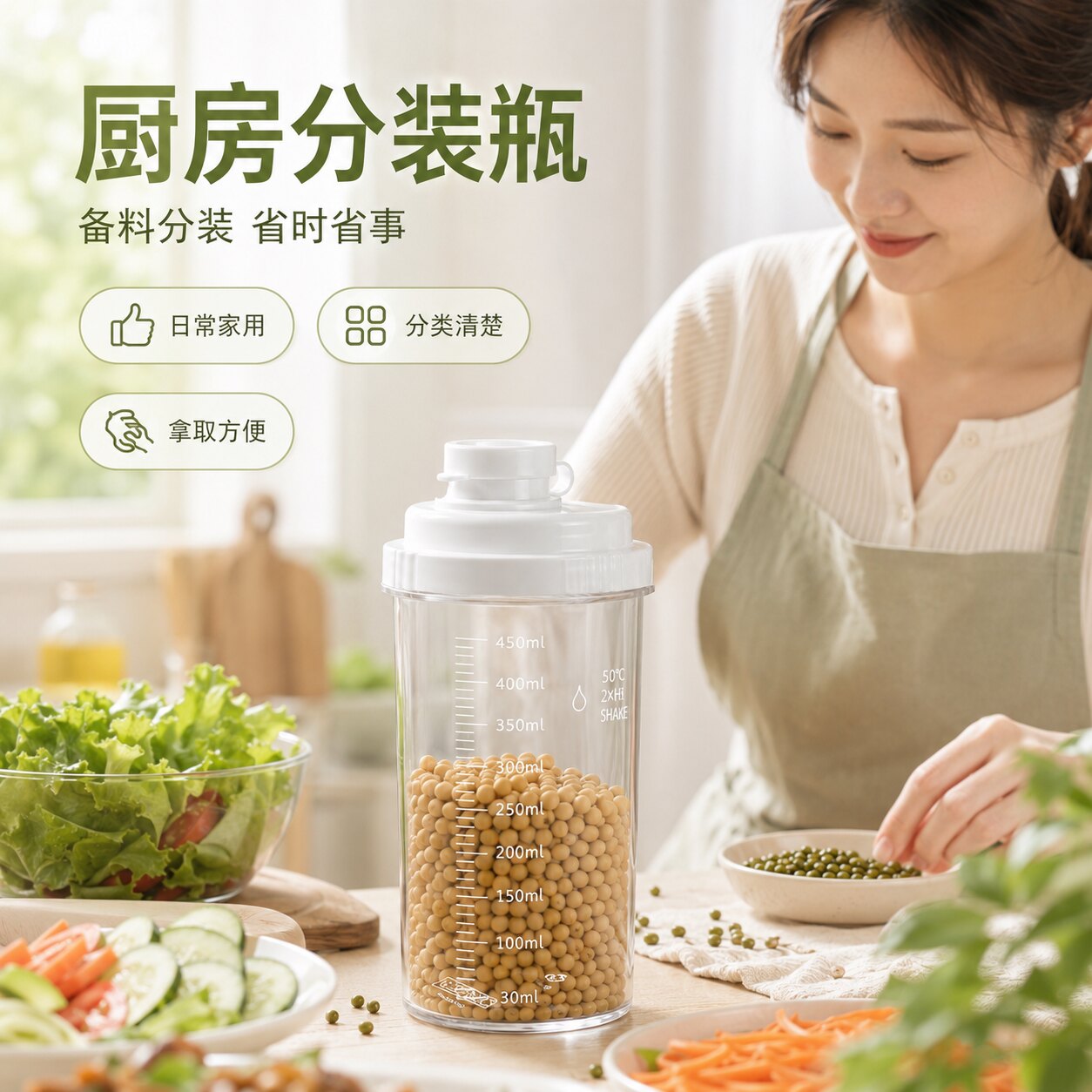 厨房淀粉白糖分装瓶家用多功能透明储存收纳防潮调料保鲜罐