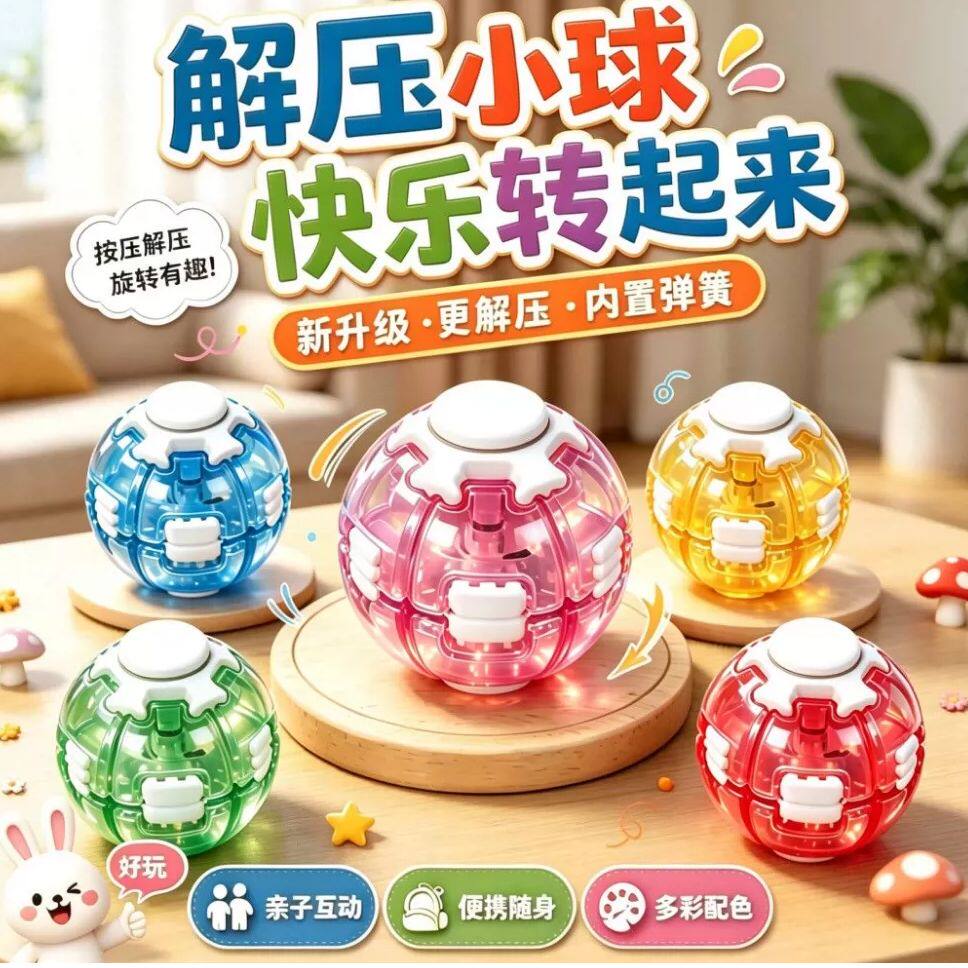 指尖陀螺网红炫彩发光减压球按压旋转创意儿童礼物学生解压小玩具