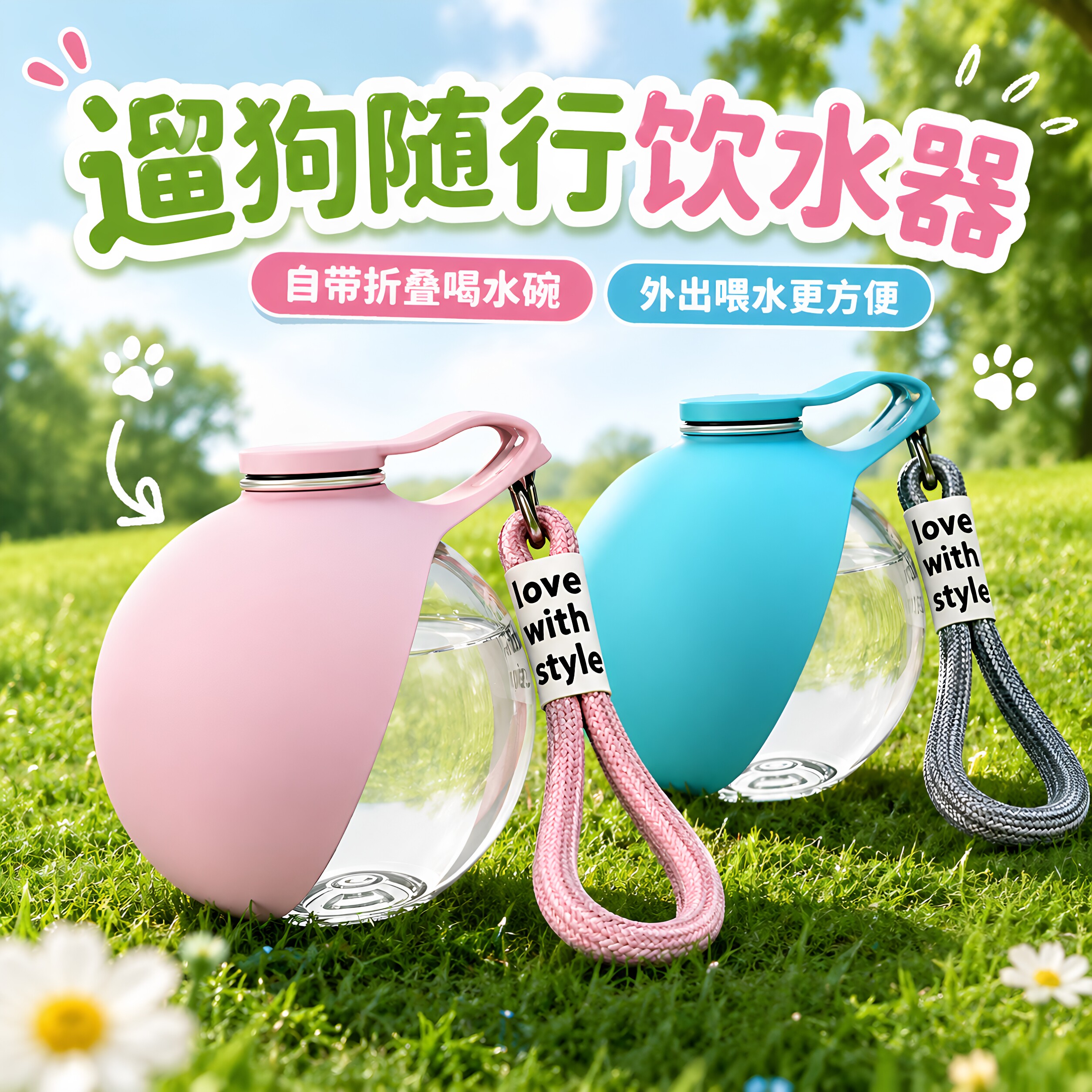 猫狗便携可折叠球形饮水器