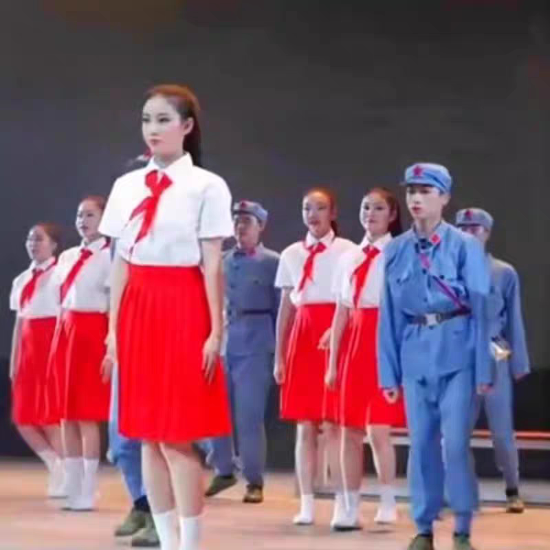 祖国有我舞蹈演出服军装红军闪闪红星红领巾歌唱祖国少年郎合唱服