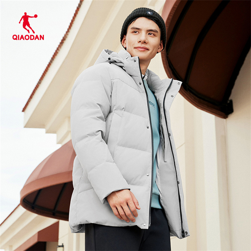 乔丹防风保暖连帽常规款男羽绒服