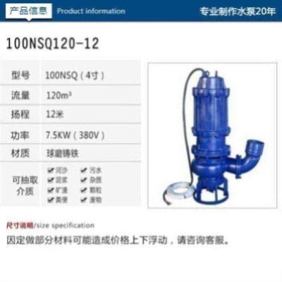 厂家NSQ80-25-75潜水吸沙泵 自带搅拌器清除淤泥无堵塞大流量