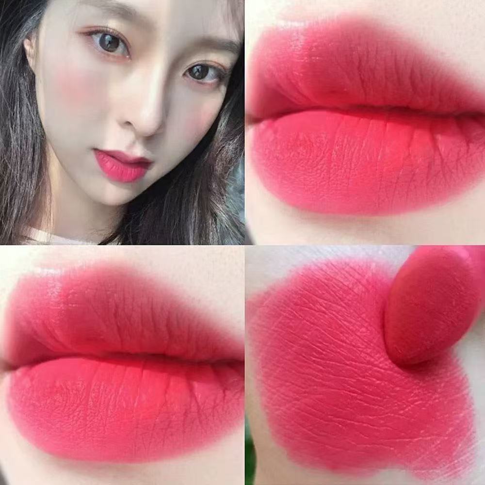 玫红色口红不易掉色素颜裸色