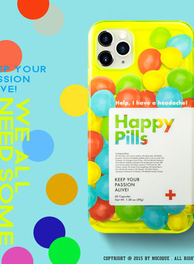 [Nocoque]快乐药丸iphone12/11promax/xsmax适用于苹果手机壳inns