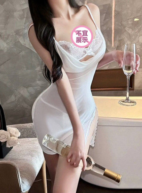 性感内衣女情趣味qqny开衩透视情侣约会大尺度蕾丝吊带白色