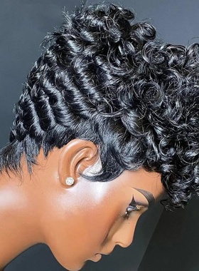 hort Pixie Wigs for Black Women Short Black Curly Pixie Wig