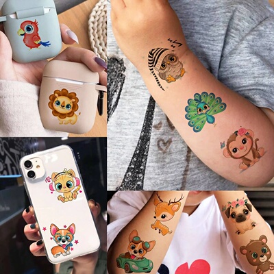 50 PCS 3D Cute Animals Temporary Tattoos For Men Women, Car
