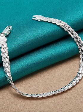 Fashion Hot 925 Silver Bracelet 6mm 18/19/20cm Flat Side Ch