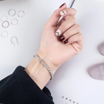 Lihong S925 Sterling Silver Bracelet Zirconia Tennis Ball W