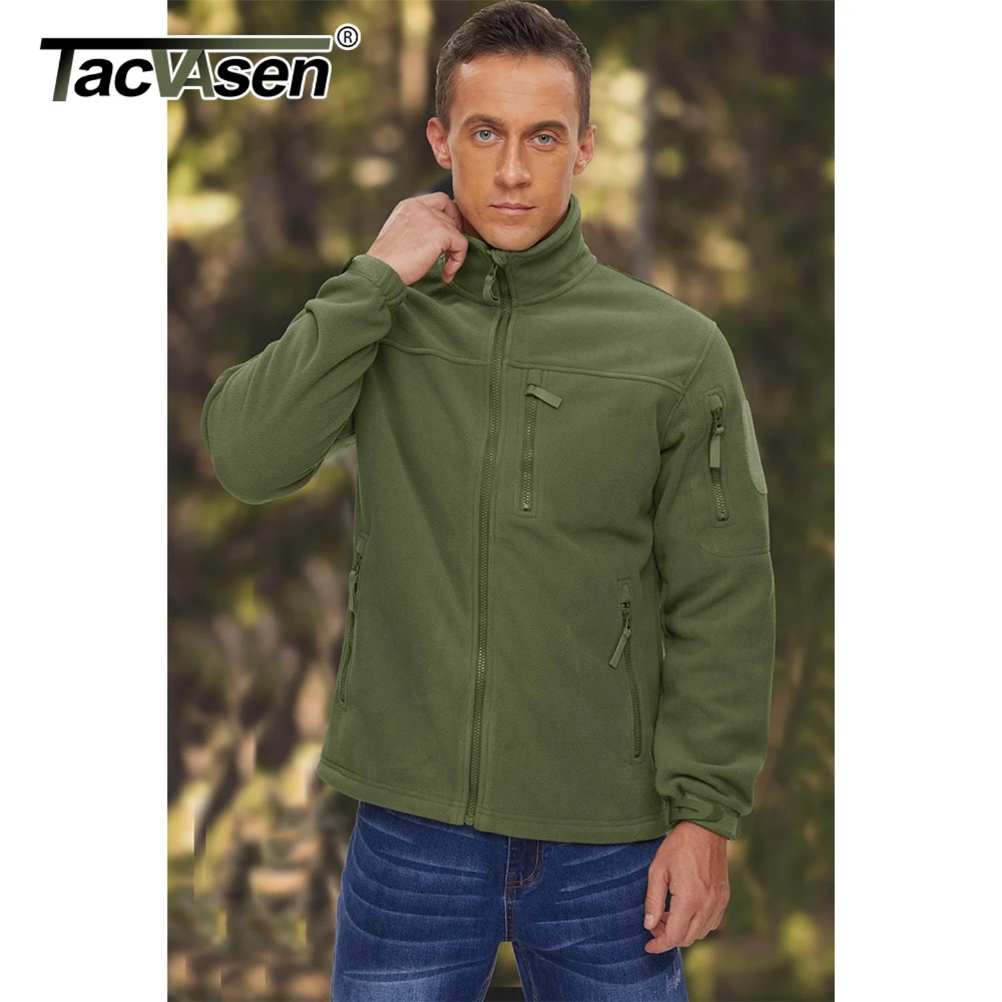 TACVASEN Men's Fleece Jacket Soft Warmth Windproof Full Zip
