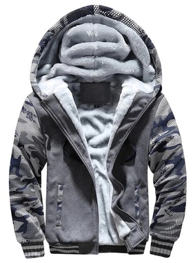 Men's Jacket Winter Camouflage Fleece Thicken Hooded Jacket