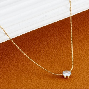 Gold Diamond Pendant Necklace  Plated Stainless Steel Jewel