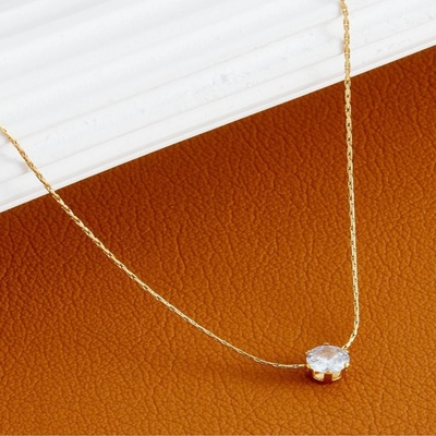 Gold Diamond Pendant Necklace  Plated Stainless Steel Jewel