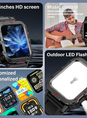 LAXASFIT New Men's Smart Watch LED Flashlight Outdoor Sport