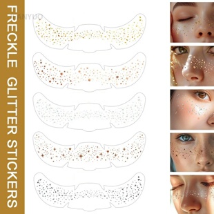 6pcs Metallic Radiation Golden Silver Fake Freckles Tempora