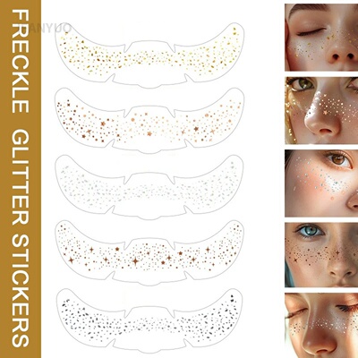 6pcs Metallic Radiation Golden Silver Fake Freckles Tempora