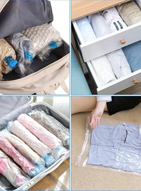 8 Pack Roll Up Compression Bags Reusable Vacuum Storage Bag