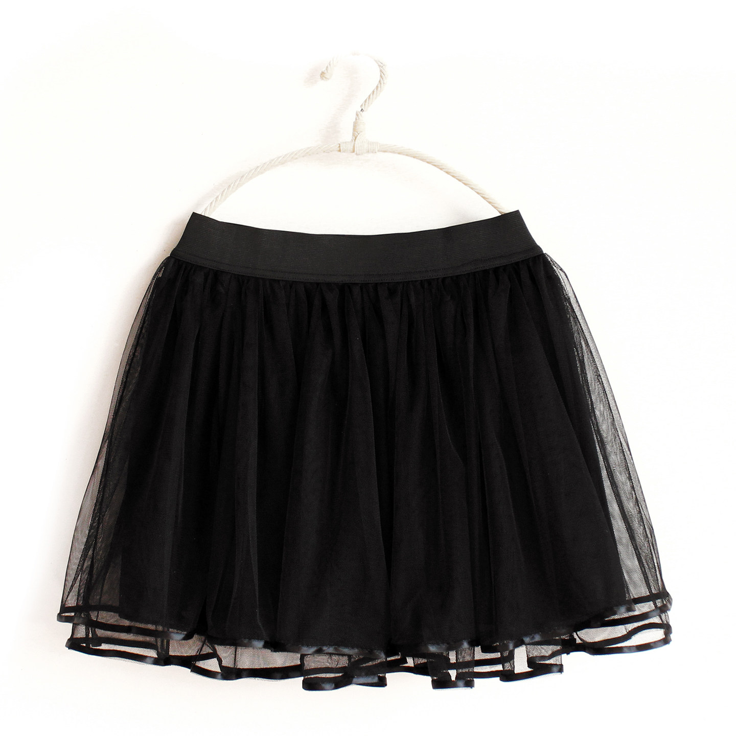 亏本清仓！百搭款纱纱裙丝带蕾丝边边多层黑色松紧半身短裙蓬蓬裙