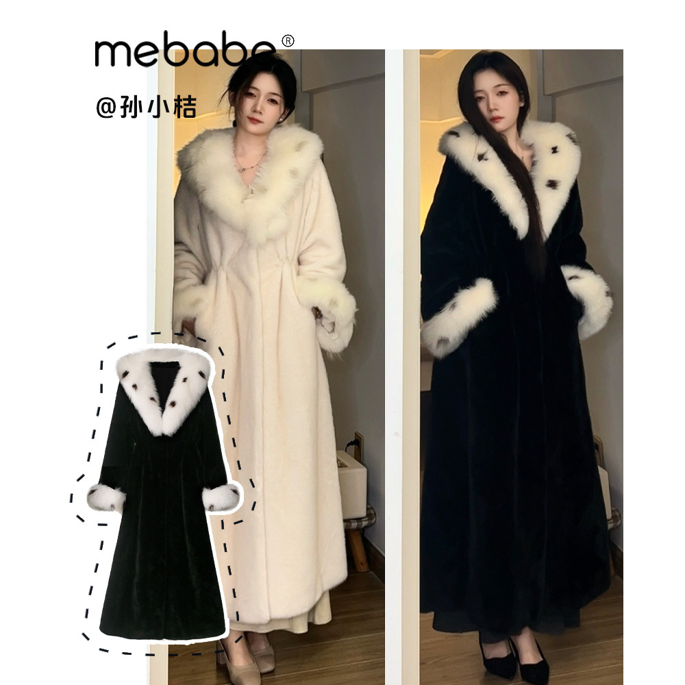 孙小桔《灵狐》超保暖的收腰款真狐狸毛领毛袖皮草外套25DK6330