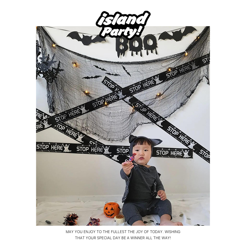 万圣节隔离带儿童饰品布置装饰背景商场学校装扮女童橱窗警示带