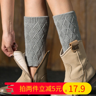 韩版秋冬女士短款袜套时尚百搭鞋套靴套毛线针织保暖护腿脚踝膝盖