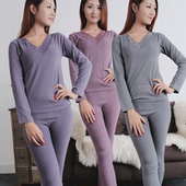 包邮 棉毛衫 日单外贸原单大码 胖MM女内衣长袖 套装 女士蕾丝秋衣秋裤