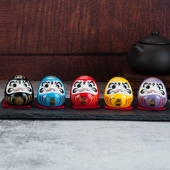 日式 开运达摩摆件小号店铺开业礼品创意家居陶瓷可爱桌面汽车摆件