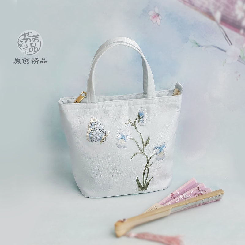 芬芳之品原创刺绣新中式包袋新款女士绣花小方包手提国风女包