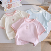 休闲内搭甜美半袖 夏季 中小童百搭公主上衣3 T恤新款 女宝宝可爱短袖