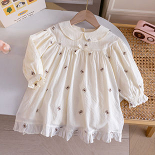 女童甜美公主裙26春秋新款休闲百搭蝴蝶结裙子女宝洋气韩版连衣裙