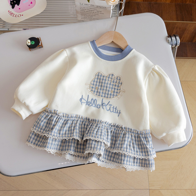 女宝宝时尚卡通卫衣绣花小猫上衣