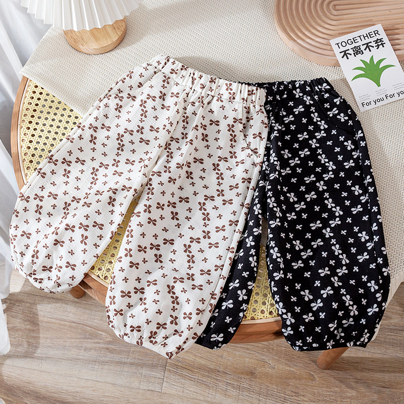 夏季儿童防蚊裤运动裤女童裤子休闲夏装薄款男童宝宝灯笼长裤子潮