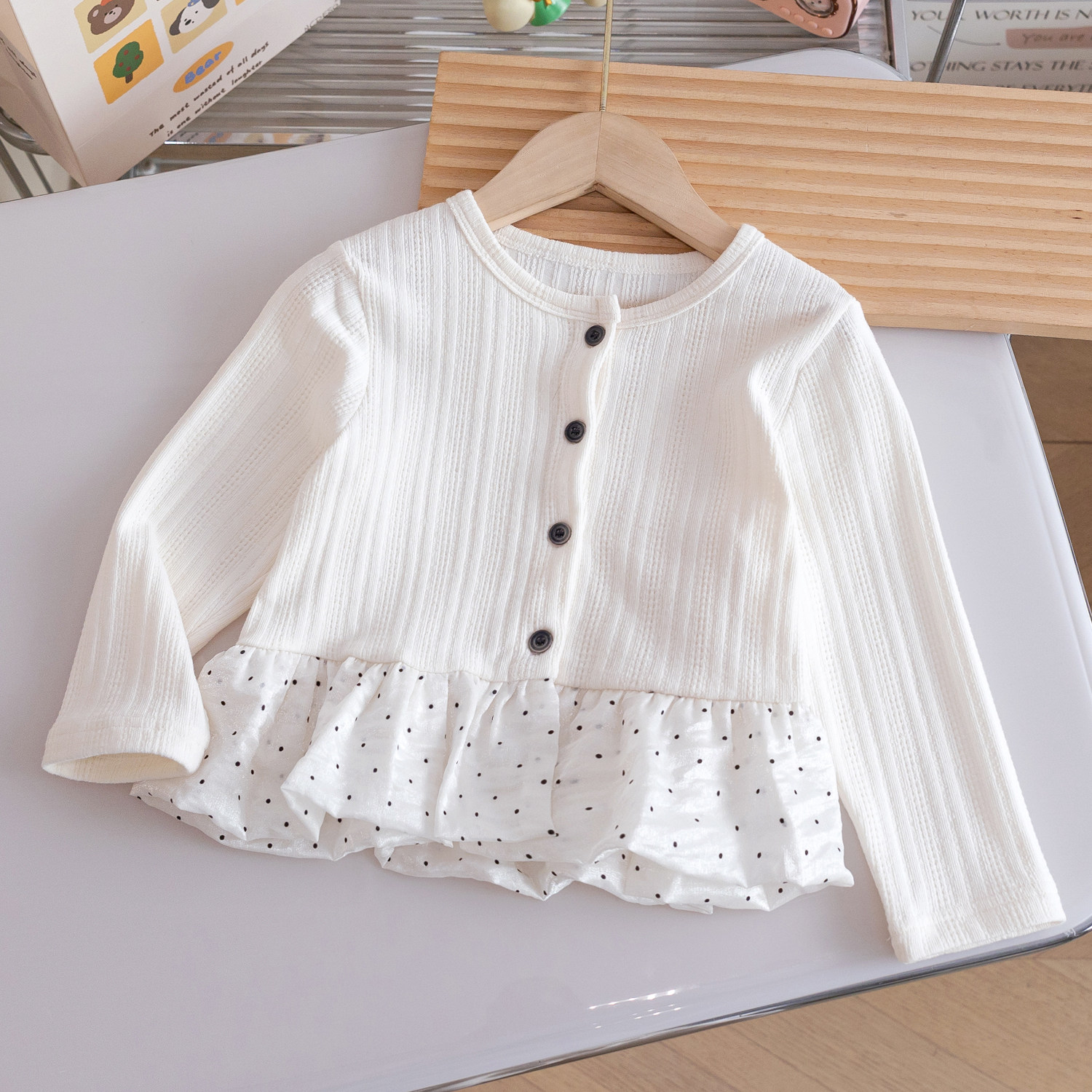 女童洋气打底衫26春秋新款儿童开衫外套女宝宝波点休闲百搭上衣潮