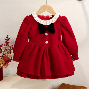 女童加绒连衣裙冬季儿童气质丝绒公主裙子长袖蛋糕裙韩版中小童装