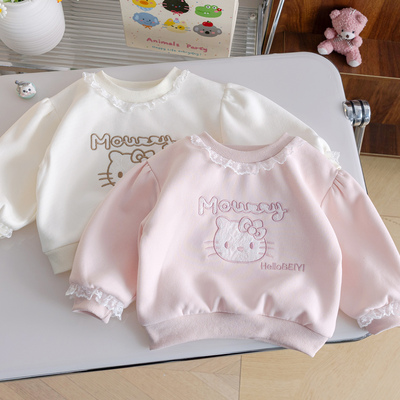 女宝宝卡通绣花卫衣上衣时髦童装