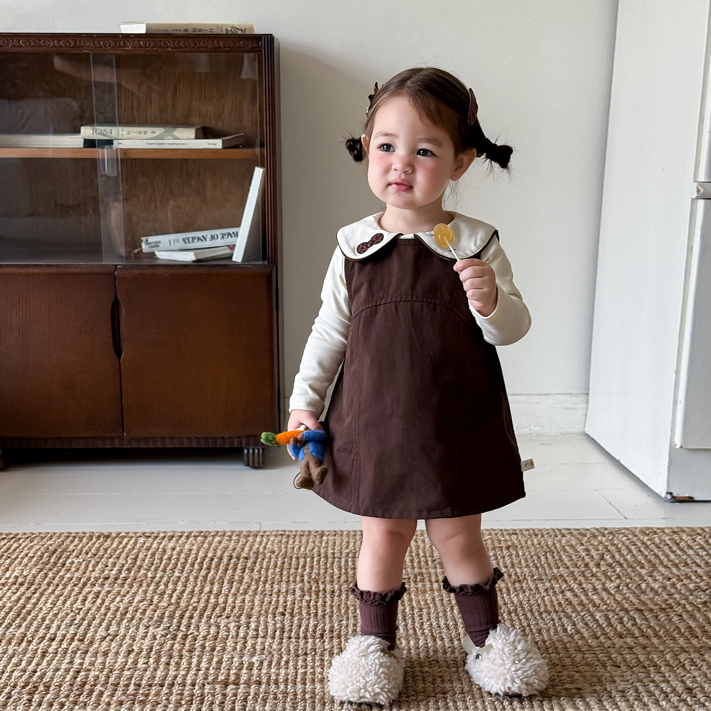 蔗梨童装女童连衣裙2025新款秋装背心裙一周岁女孩衣服女宝宝