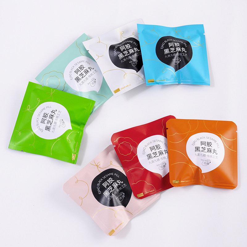 纯手工阿胶黑芝麻丸包装袋简约玫瑰丸镀铝袋密封袋彩色贴纸定制