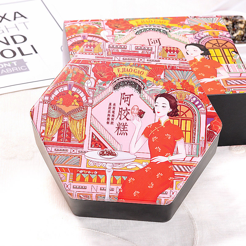 阿胶糕包装袋礼盒高档创意纯手工简约500g一斤装盒子空盒手提铁盒