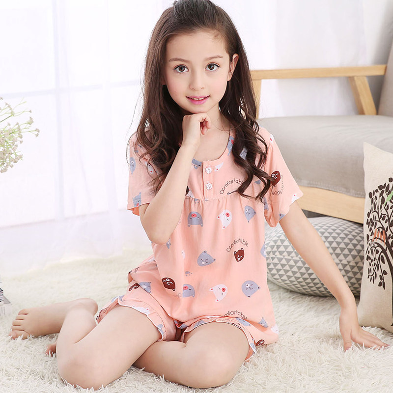 夏季棉绸儿童女童睡衣短袖薄款公主中大童绵绸女孩夏天家居服套装|msdalam kategori Kanak-kanak/Bayi/Keluarga dipasang, pakaian kanak-kanak di rumah, pakej perkhidmatan rumah - dari Buy2taobao.com untuk memberikan perkhidmatan ejen Taobao profesional membeli
